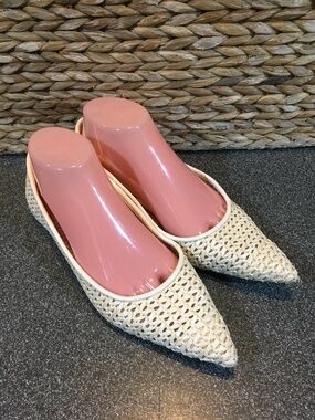 Sam Edelman Wanda Cream Woven Pointed Toe Flats
